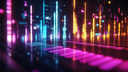 Poster - Colorful Audio Equalizer Visualization in Retro Style