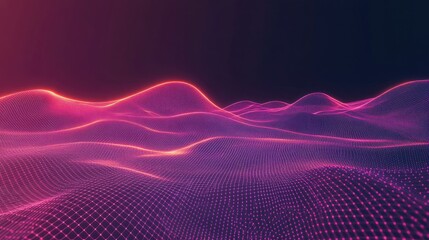 Poster - Abstract Digital Network Waves Illustration