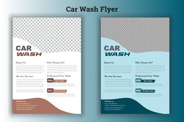 Wall Mural - Creative Car Wash Flyer set Abstract design carwash flyer bundle Car Detailing, Auto Detailing Flyer, Car Wash poster templates.