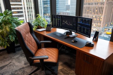 Poster - A retro data analyst desk with paper charts, an old computer, and vintage office decor
