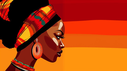 Wall Mural - bright female portrait in colors of kwanzaa holiday black history month