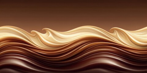 Poster - Abstract Swirling Caramel and Chocolate Waves, a Delicious and Artistic Display of Creamy Textures