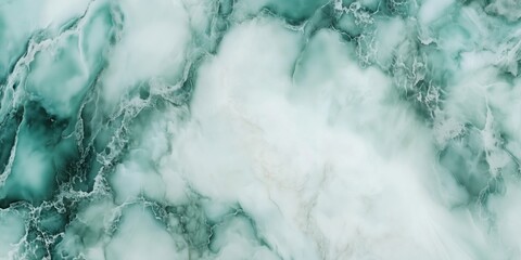 Poster - Abstract teal marble texture with white and green swirls, fluid art design