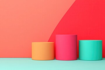 Poster - Colorful cylindrical shapes stand against a vibrant backdrop, creating a modern and playful aesthetic.