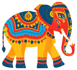 Wall Mural - PNG Colorful ornate elephant illustration