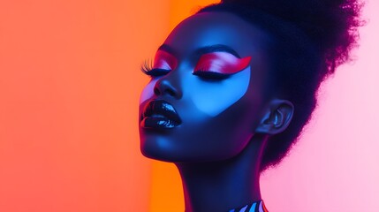 Futuristic Beauty Portrait with Bold Neon Makeup