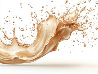 Poster - Capture the stunning liquid gold splash with reflective highlights isolated on a white background