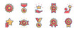 © elmantastic - success achievement badge award icon set winner medal certified gold premium ribbon reward emblem signs vector illustration