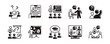 © elmantastic - education classroom student learning icon set school lecture conference study course signs vector illustration business online seminar meeting with unique style design