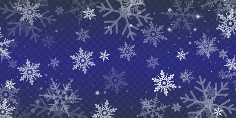 Wall Mural - stock vector illustration falling snow. snowflakes, snowfall. transparent background. fall of snow.
