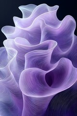 Poster - An abstract composition featuring flowing, translucent purple waves that create a sense of motion and depth against a dark background.