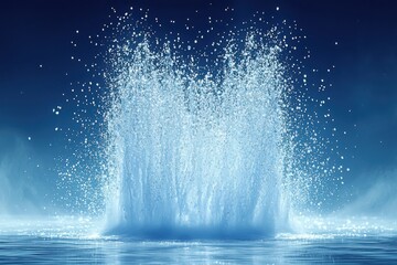 Poster - Create stunning water spray bursting outward in light blue tones