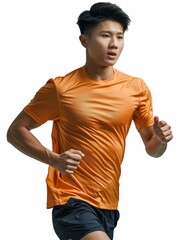 Asian young man in sportswear running