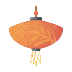 Poster - Chinese lantern in flat design. Traditional red paper lamp with ornament. Vector illustration isolated.