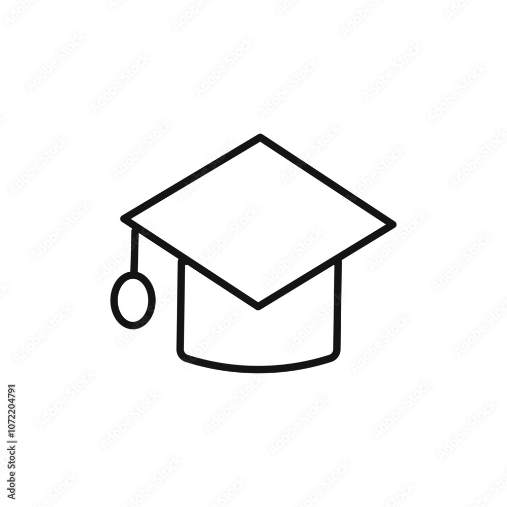 Student icon black and white vector outline sign Stock Vector | Adobe Stock