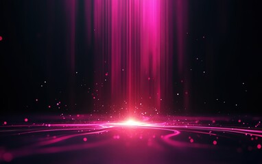 Poster - Abstract digital artwork featuring vibrant pink light beams and glowing particles.