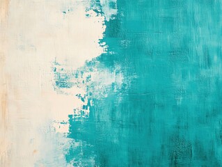 Poster - Abstract turquoise texture with soft brush strokes and subtle cream background.
