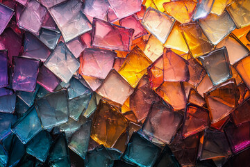Poster - Colorful translucent squares arranged in a vibrant abstract pattern