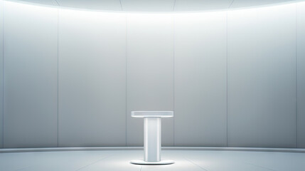 Aufkleber - Futuristic pedestal with neon glow. Product presentation mock up for cosmetic product display. Podium, stage, pedestal or platform.