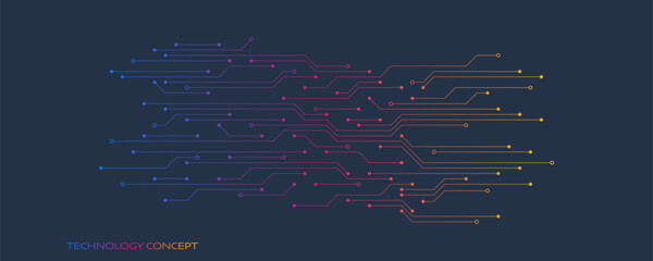 Poster - Circuit board texture with communication technology concept. Creative vector illustration