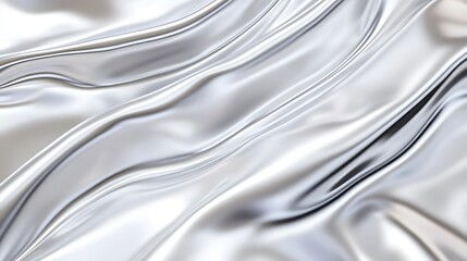 Poster - A close-up view of smooth, flowing silver fabric, showcasing its texture and sheen.