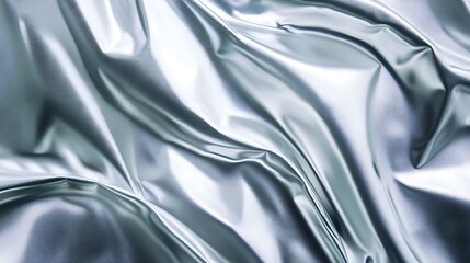 Poster - A close-up of crumpled metallic fabric, showcasing its smooth texture and reflective surface.