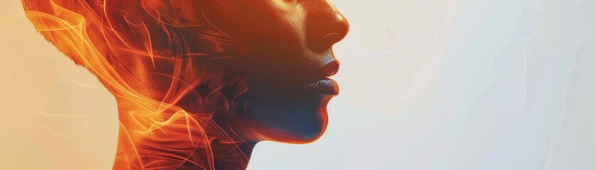 Poster - A vibrant silhouette of a human head, showcasing intricate, glowing patterns that suggest artistic representation of thoughts or emotions.