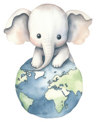 Wall Mural - png elephant holding earth animal wildlife mammal.