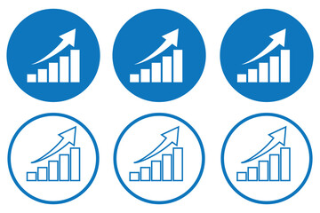Wall Mural - statistics icon set on black square. increase bar graph concept