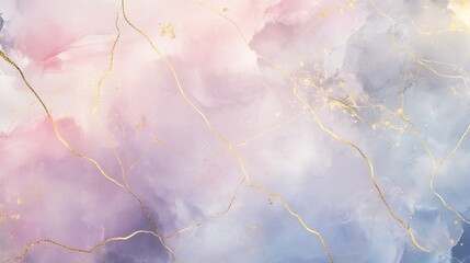 Canvas Print - A soft abstract background featuring pastel colors and gold accents, ideal for design and creative projects.