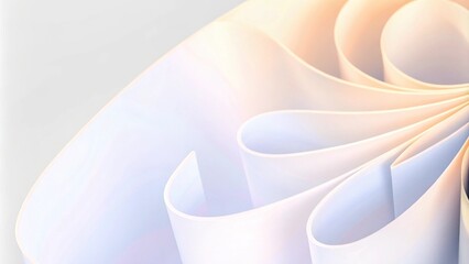 Aufkleber - A curved, smooth surface with a gradient of pastel rainbow colors on a white background. Flowing abstract pattern of pastel shapes. Smooth texture. Modern pink papercut background concept design