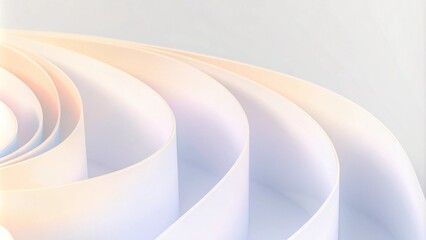 Aufkleber - A curved, smooth surface with a gradient of pastel rainbow colors on a white background. Flowing abstract pattern of pastel shapes. Smooth texture. Modern pink papercut background concept design