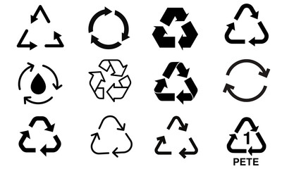 recycle icon set generally used for eco-friendly practices, recycling campaigns, environmental initi