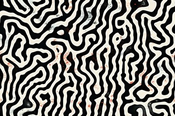 Poster - Monochromatic wavy seamless pattern with organic abstract lines, perfect for modern interior design, fashion prints and contemporary branding projects.