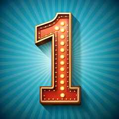 Fototapete - A retro-style vector illustration of a signboard displaying the number 