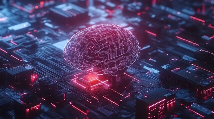Poster - Digital Brain with AI Chip and Circuit Technology. High Resolution