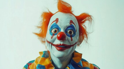 Wall Mural - Funny clown against the white background 