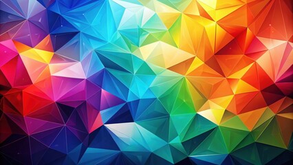 Poster - Abstract Colorful Geometric Pattern with Vivid Triangles and Shiny Surfaces