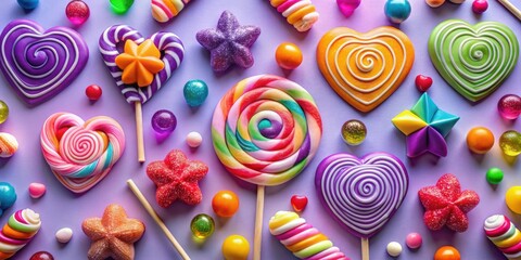 Poster - A vibrant and colorful arrangement of lollipops and candy, capturing the playful and delightful essence of sugary treats.
