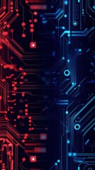 Poster - Vibrant cybernetic backdrop showcasing red and blue circuit patterns. Generative AI