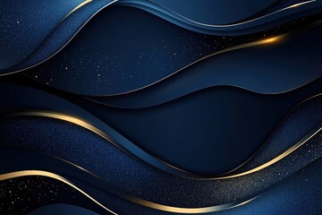 Poster - Elegant blue waves with golden accents and sparkling texture