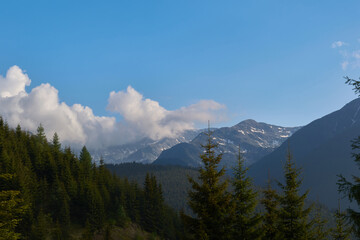 Wall Mural - A cloud wave over the Parang Mountains in Romania