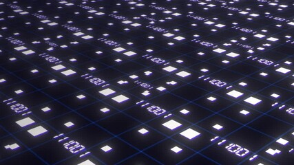 Crane down: Perspective wall of binary code digital pattern background