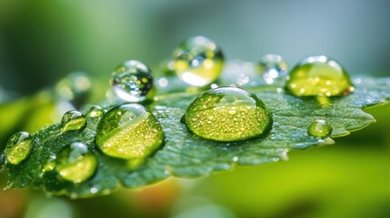 Poster - Dew Drops on a Leaf