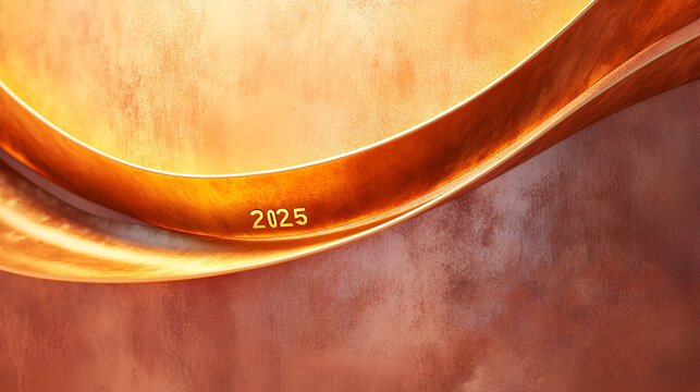 2025 wallpaper in warm rustic clay textures with smooth gradients 2025 in gold metallic font elegant and sleek