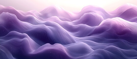 Poster - An abstract visualization of soft, flowing waves in shades of purple and pink, creating a serene and dreamy atmosphere. Ideal for backgrounds and artistic projects.