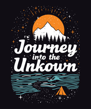 Journey into the Unknown typography t-shirt vector design templates