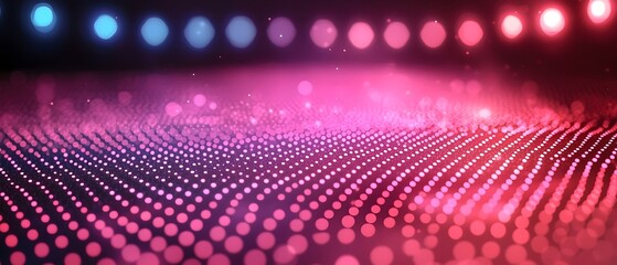 Poster - A vibrant abstract background featuring a gradient of pink and blue dots creating a wave-like pattern, evoking a sense of energy and movement.