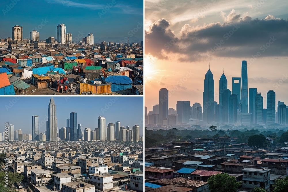 Wealth and Poverty Concepts: A Visual Contrast of Slums and City ...