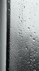 Poster - Water drops and condensation on glass surface create moody atmosphere, perfect for themes of rain, meditation, and contemplative design projects.